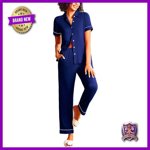Other - Soft 2-Piece Pajama Set Short Sleeve Button Down Lounge Pants